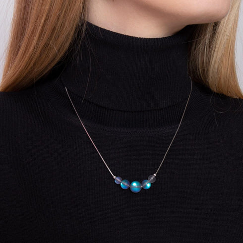 Gris | Argent sterling .925 | Collier fermoir infini verre sirène